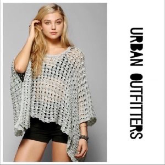 Urban Outfitters Sweaters - Light teal knit poncho never worn